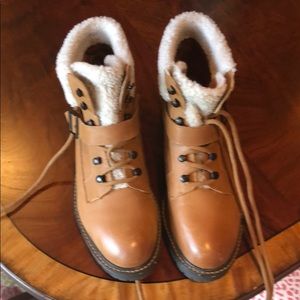 Kelsi Dagger Brooklyn leather and fleece booties